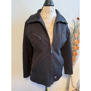 Post Card Womens Black Ski Jacket Made‎ in Italy Full Zip Moto Coat Size 8 US